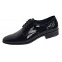 Pantofi barbati eleganti din piele naturala calapod lat Negru Lacuit GKR016NL